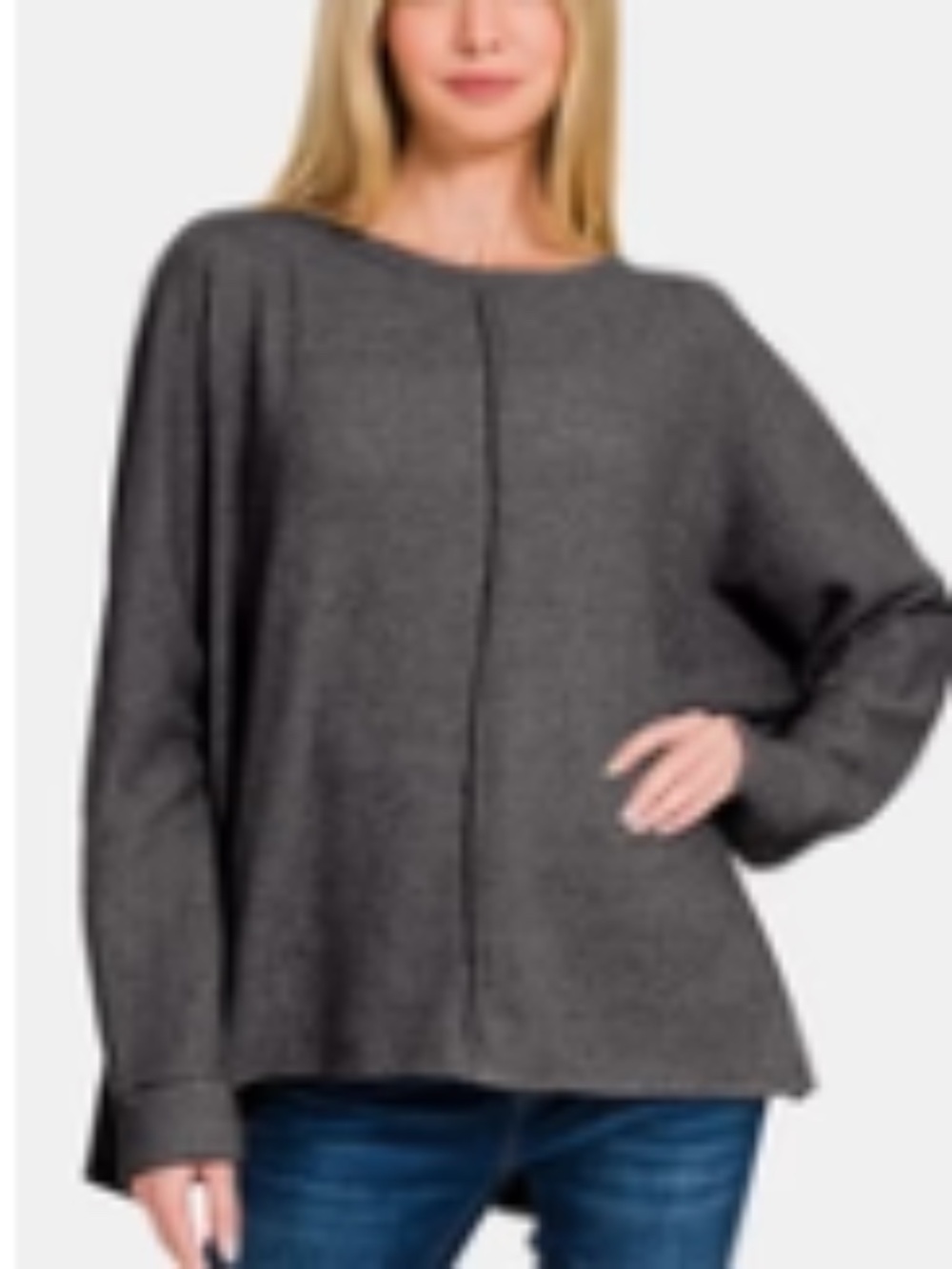 #1380 Zenana High-Low Side Slit Round Neck T-Shirt